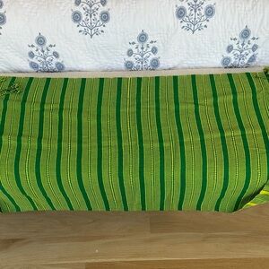 Handwoven Guatemalan Scarf vibrant green & lime green. One of a kind.  62 x 20”